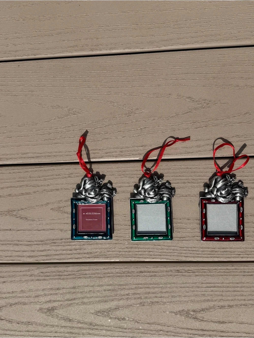 St. Nicholas Square Set Of 3 Square Snowman Photo Frames Christmas Ornaments